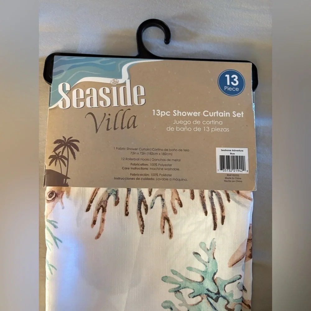 Beautiful underwater Seaside Villa Shower Curtain Set with Hooks